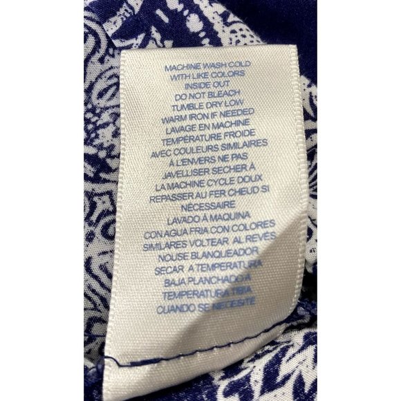 Wild Blue Sadie Robertson Navy Blouse Boho Long Sleeve Pleated Peplum M B38 - Picture 7 of 7